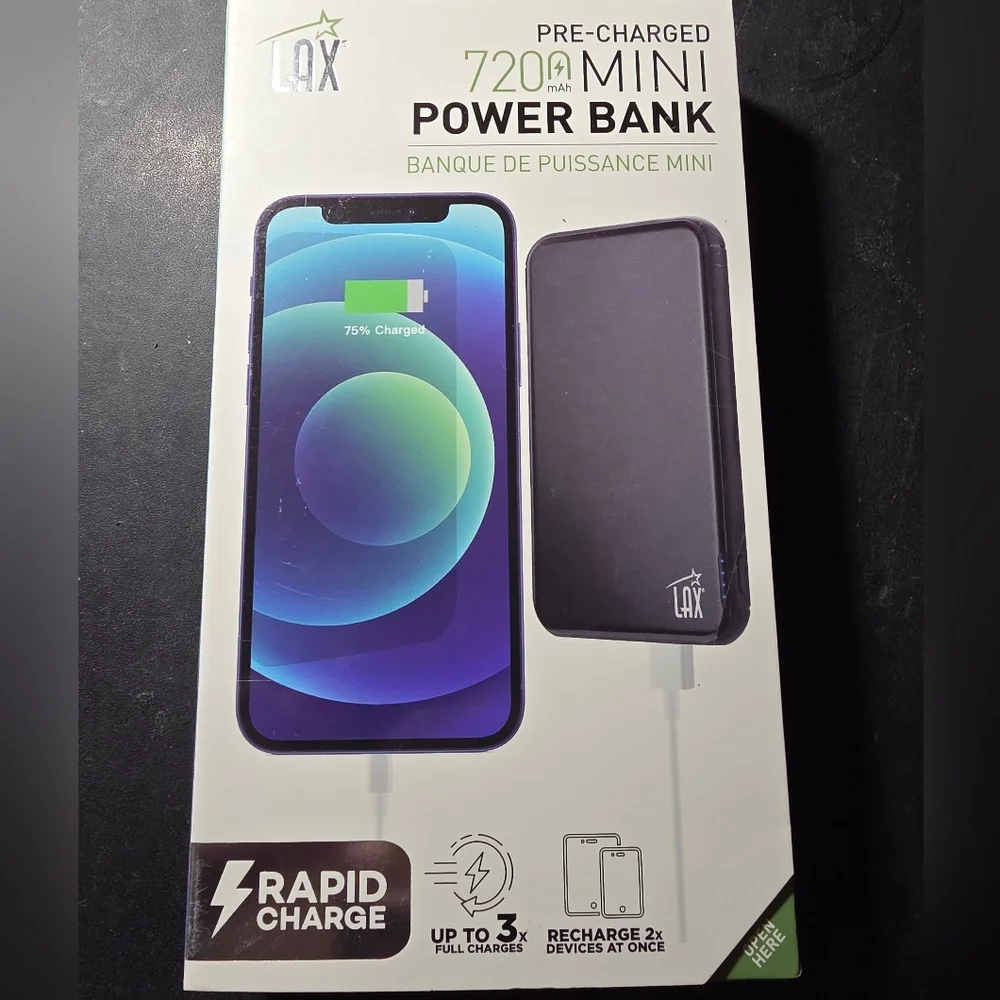 LAX 7200 mAh Black Mini Power Bank